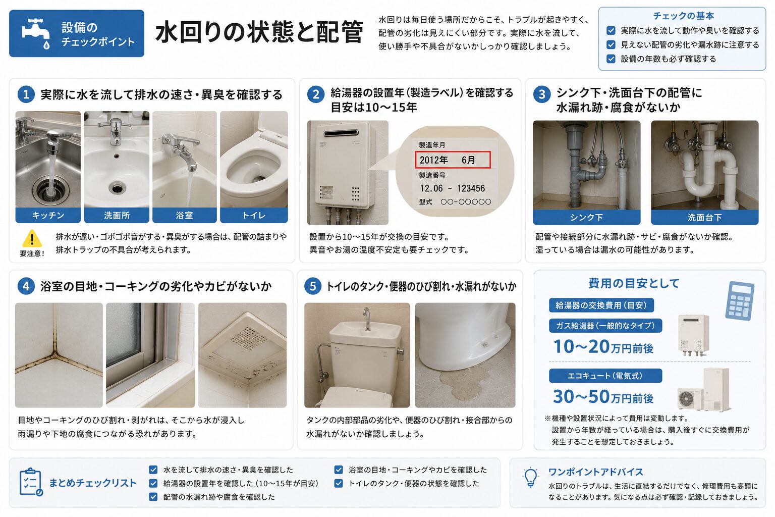 水回りの状態と配管の確認ポイント